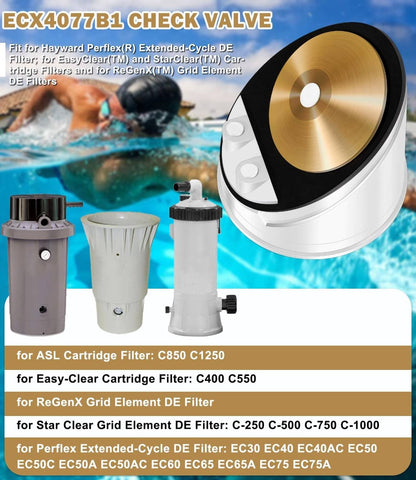 Solid Spare ECX4077B1 Check Valve Replacement for for Hayward Perflex//RegenX D.E. Filter