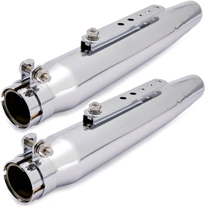 Solidspare Pair Chrome Motorcycle Exhaust Pipe Muffler Slip-On Cafe Racer Bobber Chopper US