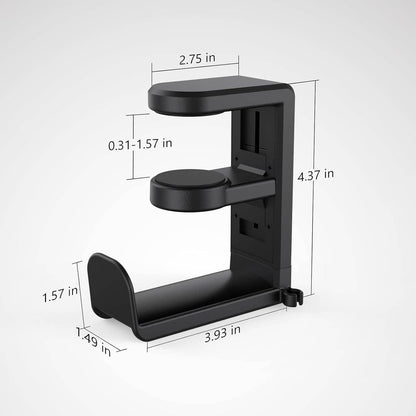 Solid Spare 360?? Gaming Headphone Hanger Display Stand Holder Hook Under Desk Headset Mount