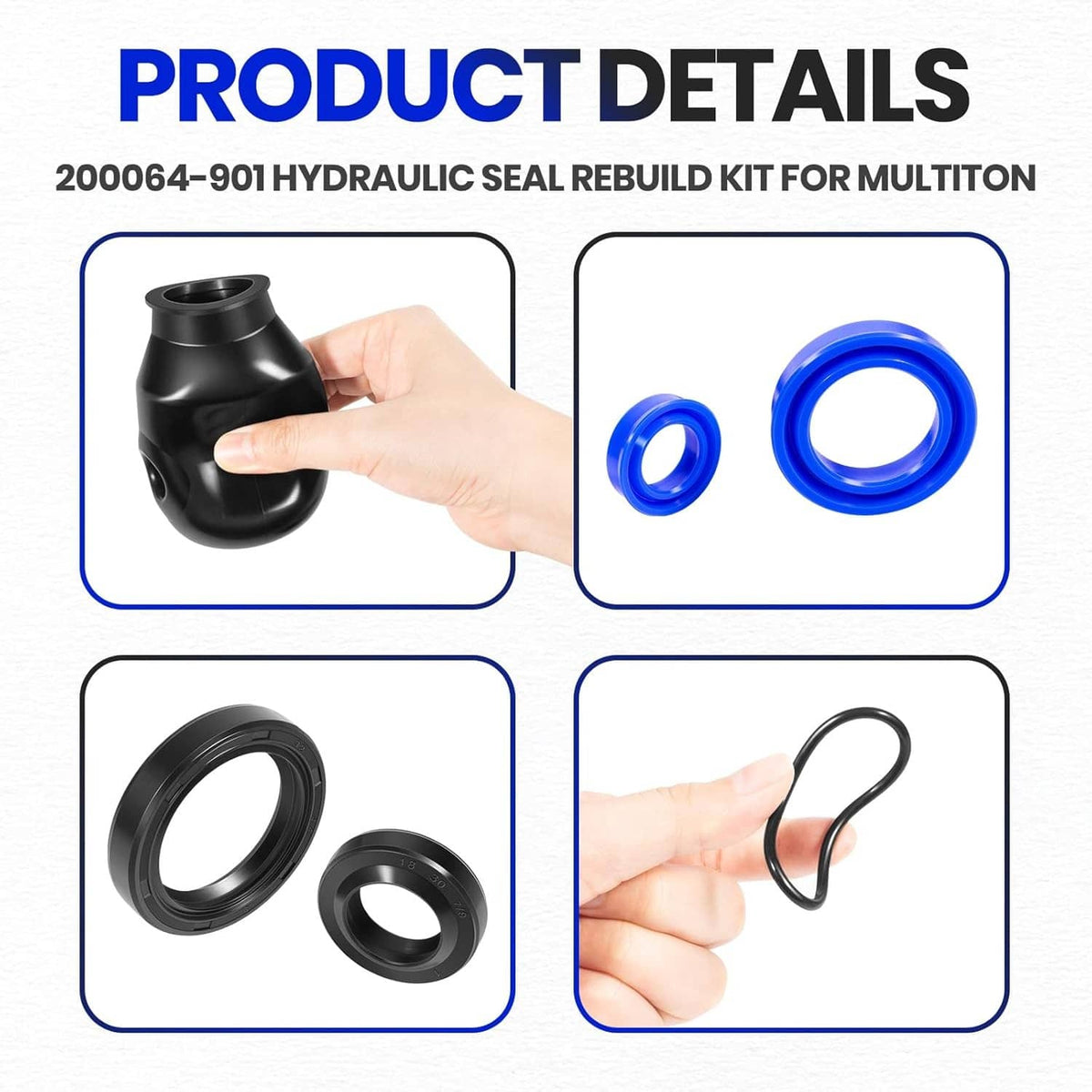 Solidspare 200064-901 Hydraulic Seal Rebuild Kit for Multiton Pallet Jack TM, M or J Series