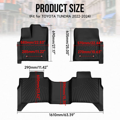 Solidspare 1st & 2nd Row Floor Mats Liners For Toyota Tundra Crew Max Cab 2022 2023 2024