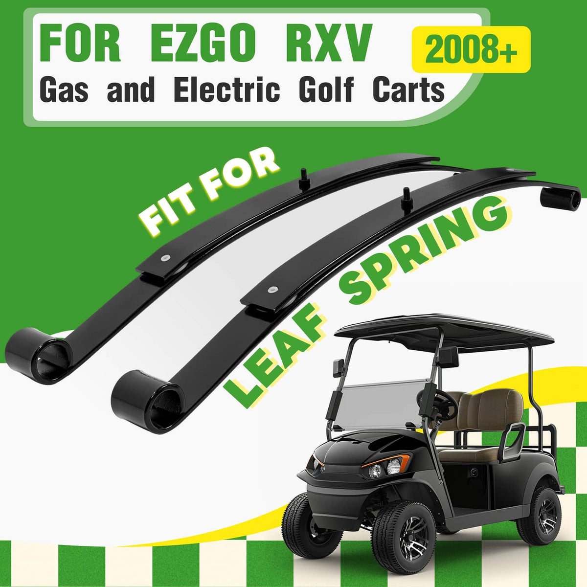 Solidspare Heavy Duty Golf Cart Rear Leaf Spring Kit (2 Leaf ) For EZGO RXV 2008+, Set of 2