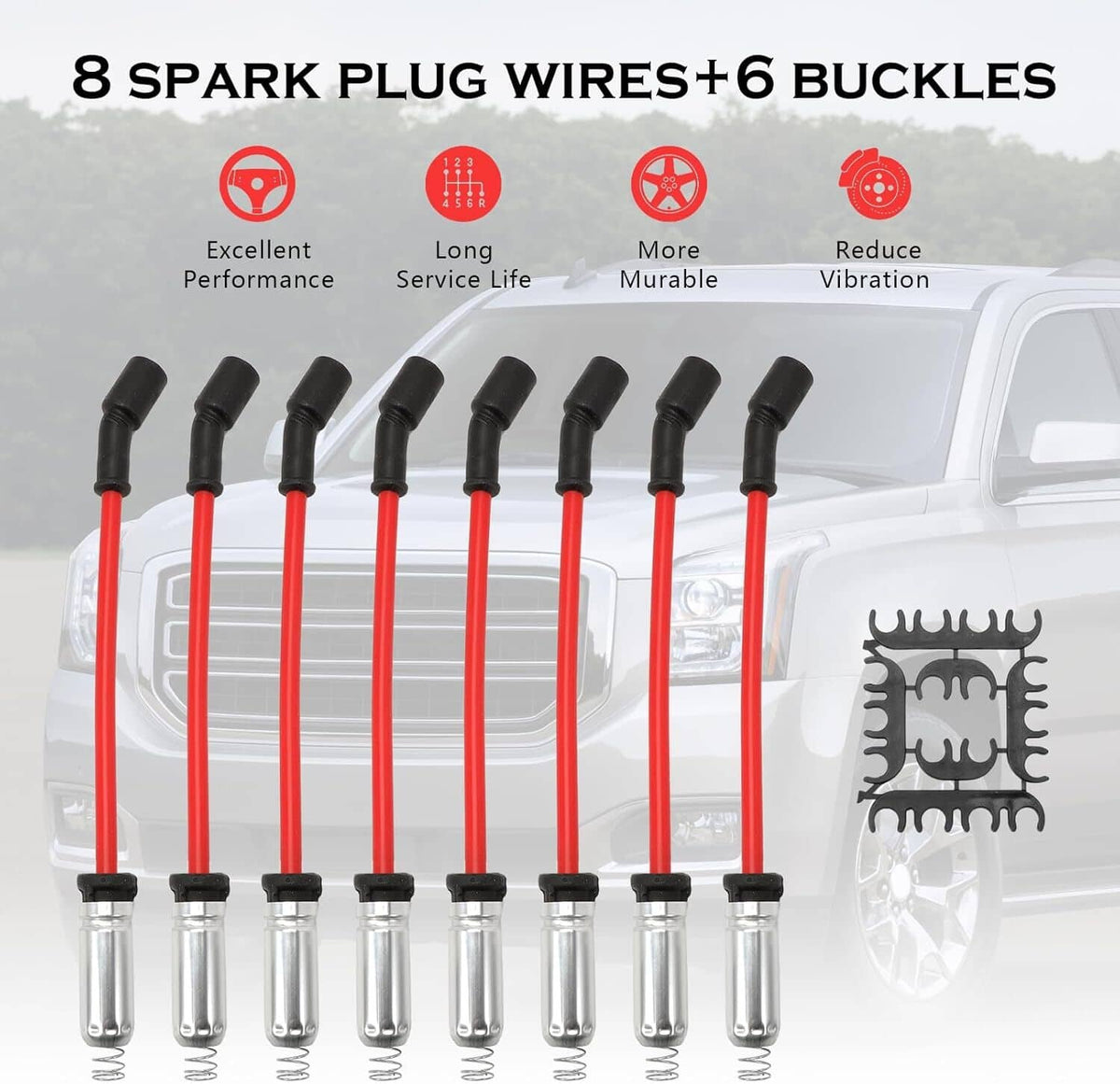 Solidspare Spark Plug Wire Set for 2014-2018 GMC Sierra 1500 Chevrolet Silverado 1500 758EE