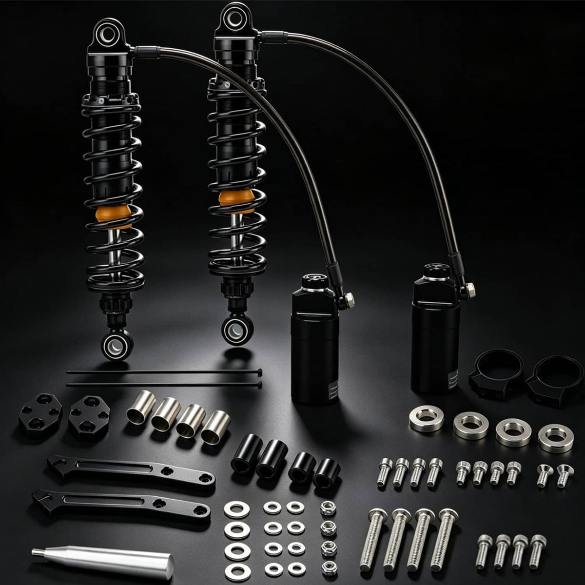 Solidspare 13" Adjustable Remote Reservoir Rear Suspensions Shocks For Harley Touring 2014+