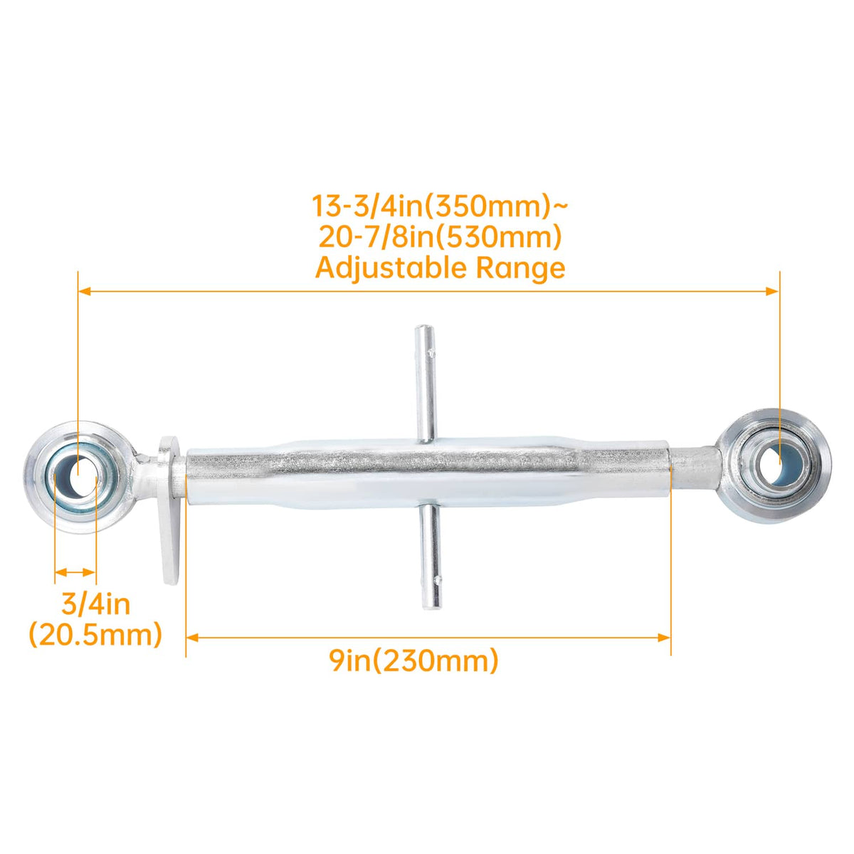 Solidspare Adjustable Galvanized 3-Point Hitch Top Link For Category 1 Tractors 15" Body