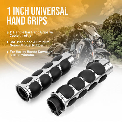 Solidspare Motorcycle 1" Handle Bar Hand Grips For Harley Softail Street Glide Road King US