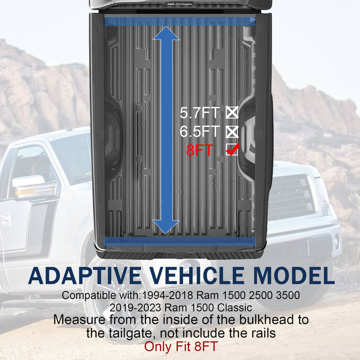 Solidspare 8ft Long Bed Hard Tri-Fold Tonneau Cover For 2002-2024 Ram 1500/2500/3500