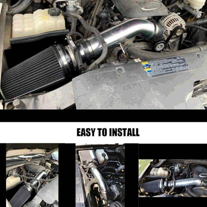Solidspare 4"Cold Air Intake System Kit + Heat Shield For 99-06 GMC Chevy V8 4.8L/5.3L/6.0L