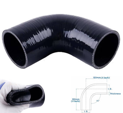 Solidspare Black Silicone Hose Elbow Coupler Joiner Pipe 2.5" to 2.5" 90° Degree Leg 102mm