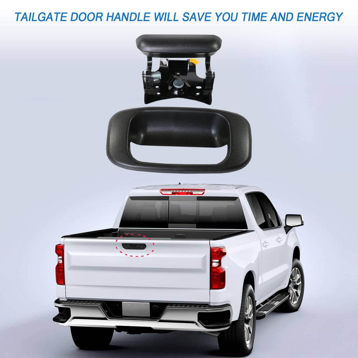 Solidspare New Tailgate Handle w/ Bezel & Clips Fits 1999-2007 Chevy Silverado GMC Sierra