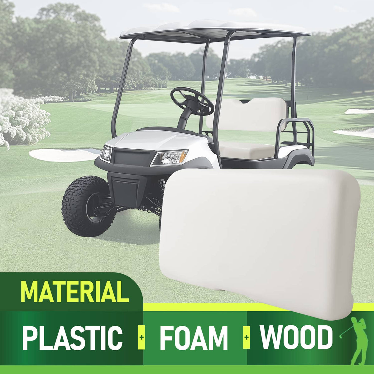 Solidspare White Golf Cart Front Seat Bottom Cushion Assembly For EZGO RXV 2008-Up 2016