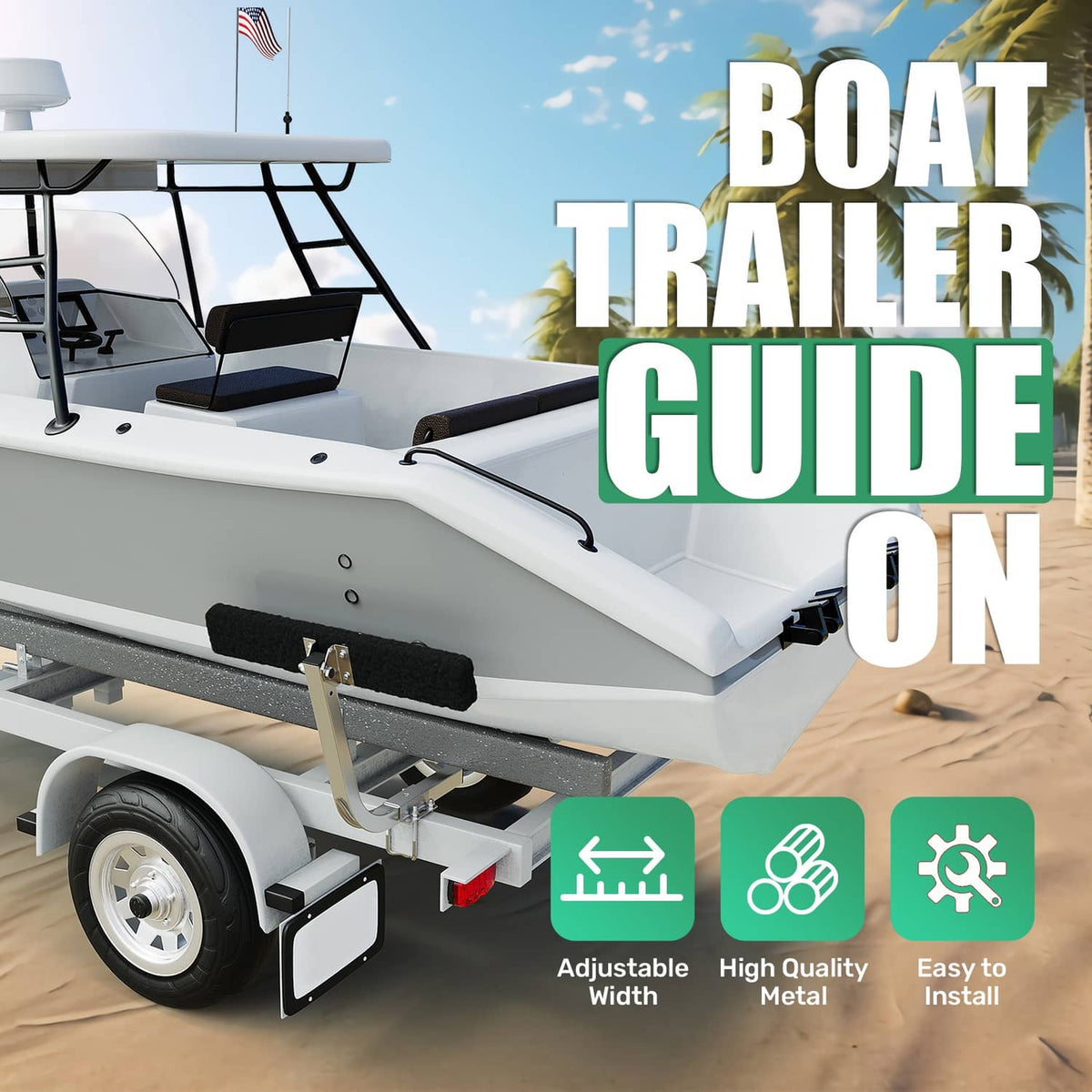 Solidspare 2 Side Boat Trailer Bunk Board Guide-On 75 degree 24" Carpeted Guides w/Hardware