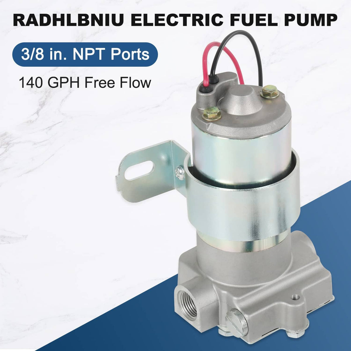 Solidspare 14 PSI Electric Fuel Pump Race Pump 140 GPH Street/Strip Carbureted FIT 12-815-1