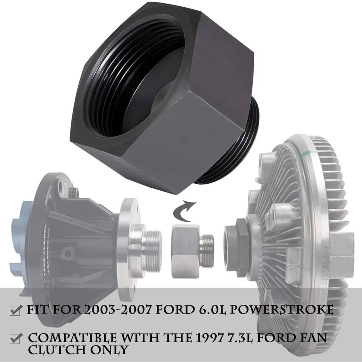 Solid Spare Fan Clutch Adapter for Ford 6.0L to 7.3L Powerstroke Diesel Mechanical 2003-2007