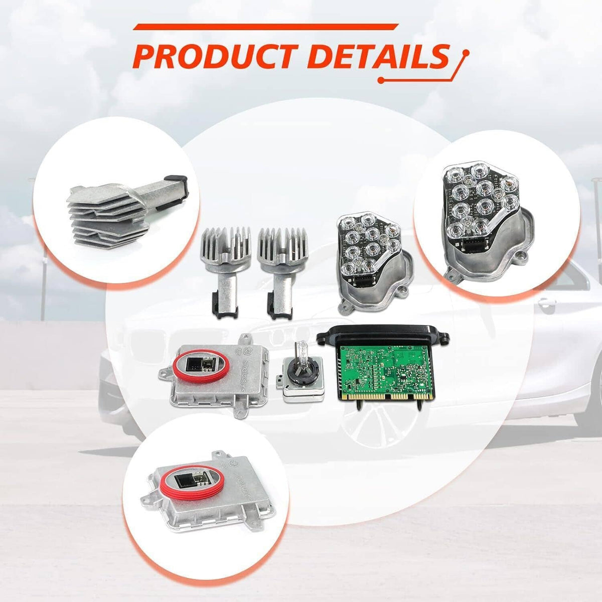 Solidspare For 11-13 BMW 5-Series 528i/535i Xenon Ballast Bulb LED Module Diode RH+LH Kit