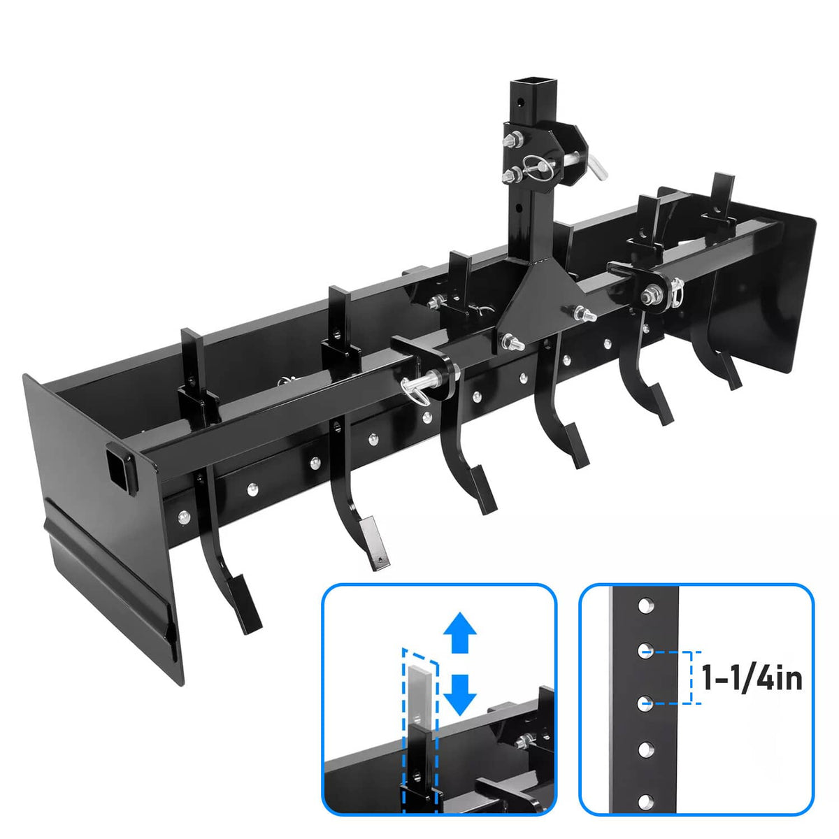 Solidspare 55" Tow Behind Box Scraper Blade Three-Point Quick Hitch For Cat 0 Cat 1 Tractor