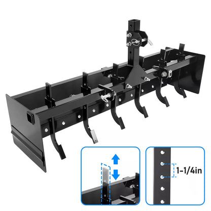 Solidspare 55" Tow Behind Box Scraper Blade Three-Point Quick Hitch For Cat 0 Cat 1 Tractor