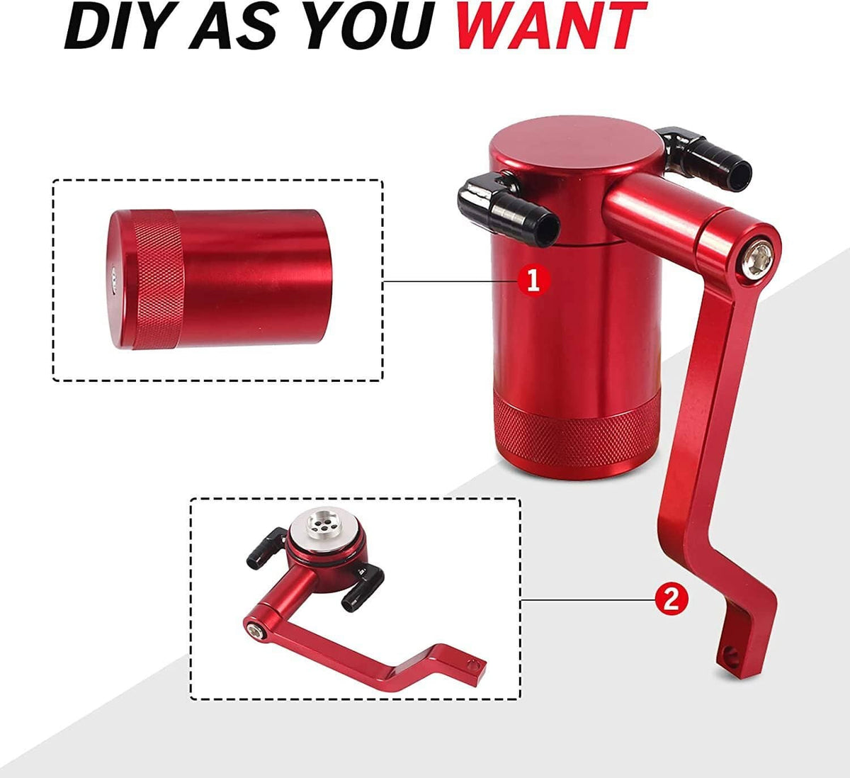 Solidspare Oil Catch Can Kit Z-Bracket Red Finish Fit For 2011-21 Dodge Challenger Chrysler