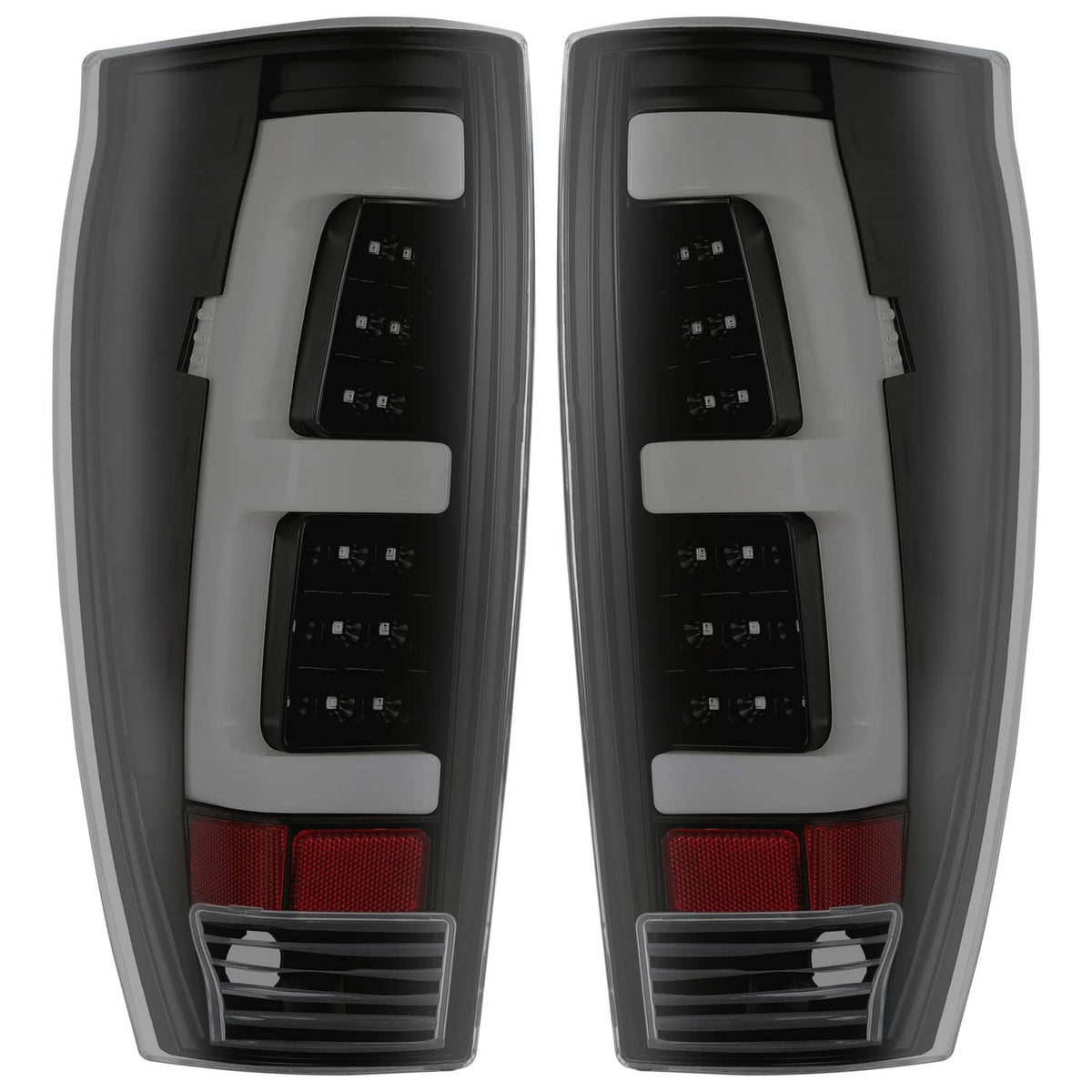 Solid Spare Black Smoke For 02-06 Chevy Avalanche 1500 2500 LED Tube Tail Lights Brake Lamps