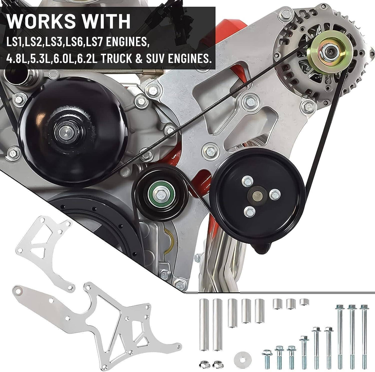 Solidspare LS Engine Serpentine Alternator Bracket Power Steering Pump For LS1 LS2 LS3 LS6