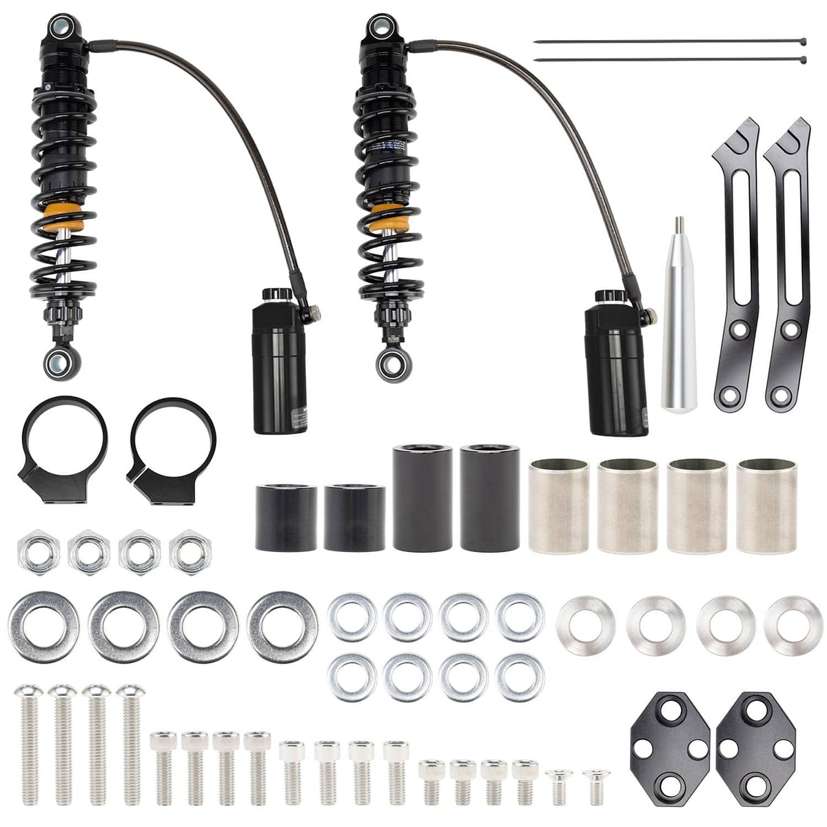 Solidspare Upgraded 13" Remote Reservoir Rear Suspensions Shocks For Harley Touring 14-25