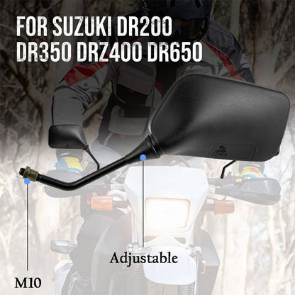 Solidspare 10mm Motorcycle Rearview Side Mirrors For Suzuki DR-Z400 DRZ400 S/SM DR350 DR650