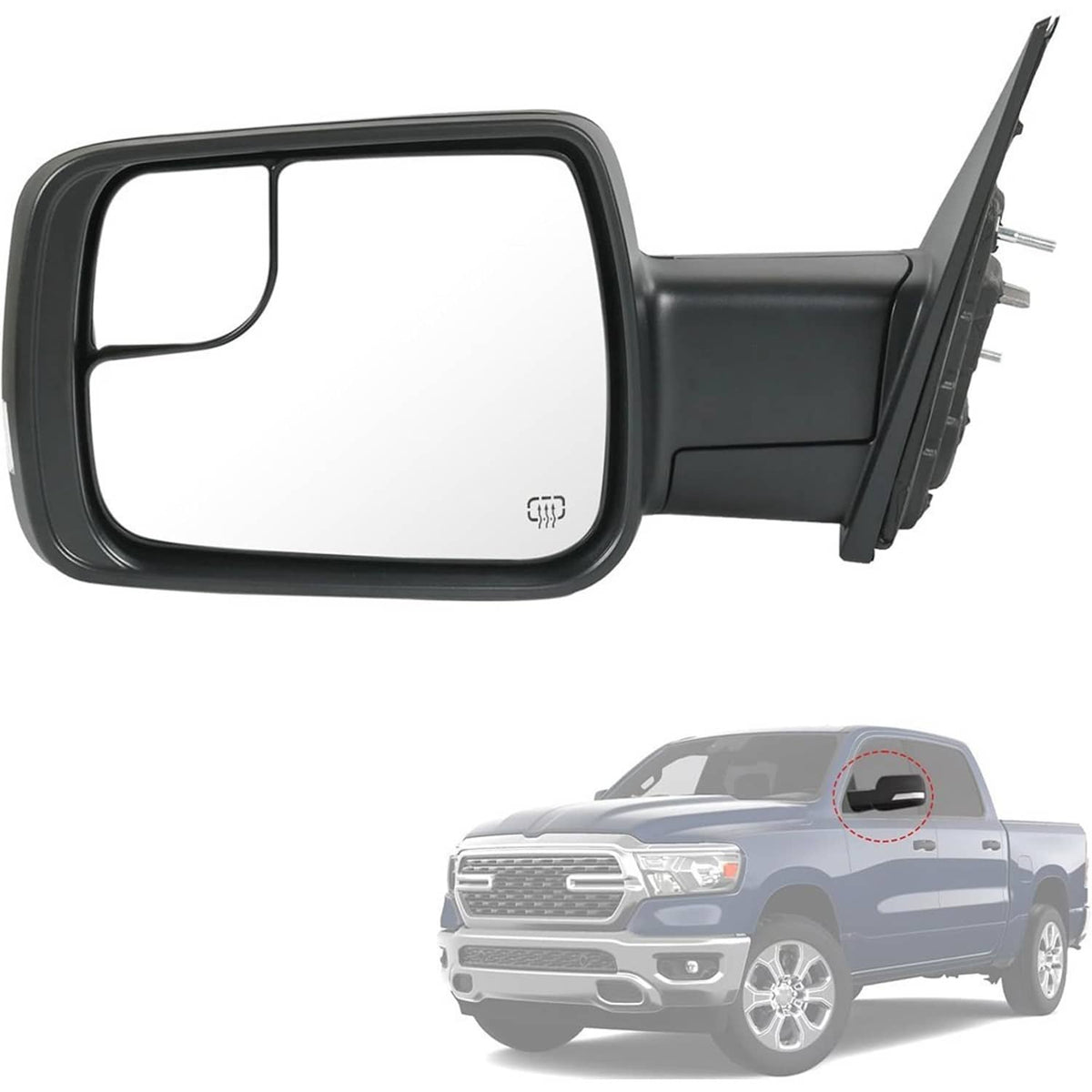 Solidspare Pair For 2019-2024 Ram 1500 Driver & Passenger Side Mirrors w/Heated Turn Signal