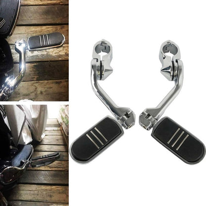 Solidspare Chrome Long Highway Foot Pegs 1-1/4" motorcycle For Harley Dyna FXSB CVO Yamaha