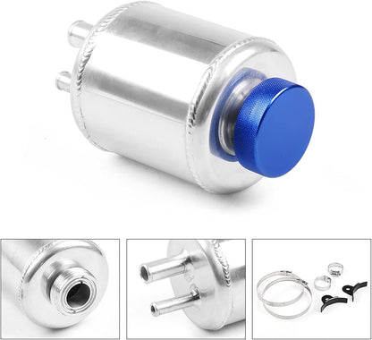 Solidspare Universal Aluminum Racing Power Steering Fluid Reservoir Tank w/ Hardware Clamps
