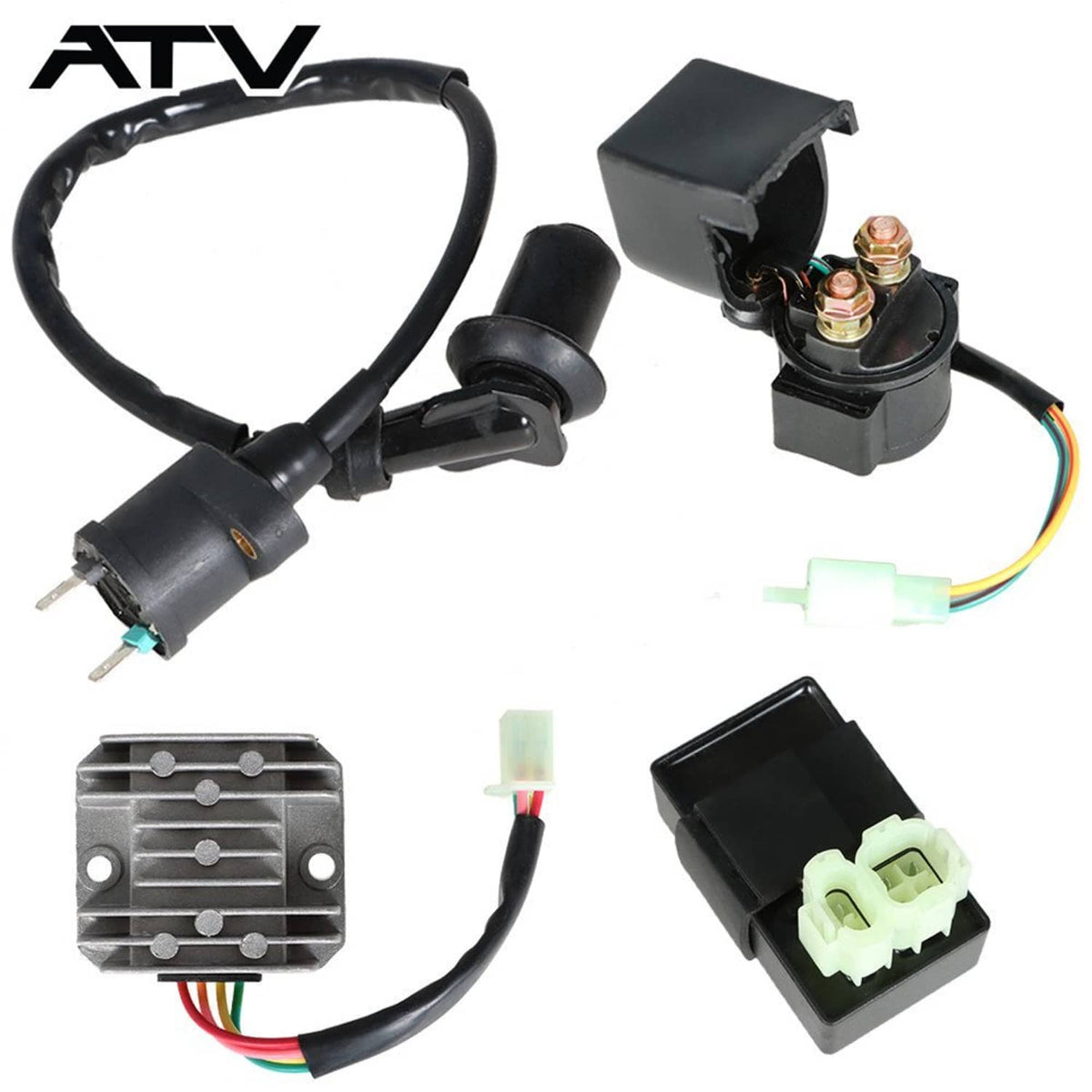 Solidspare Generic Electric set Ignition coil cdi relay regulator for 50-150cc GY6 Go Kart