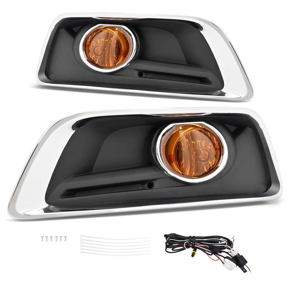 Solid Spare Front Bumper Fog Light Lamp w/Bezel Chrome Trim Set For Chevy Malibu 2013-2015