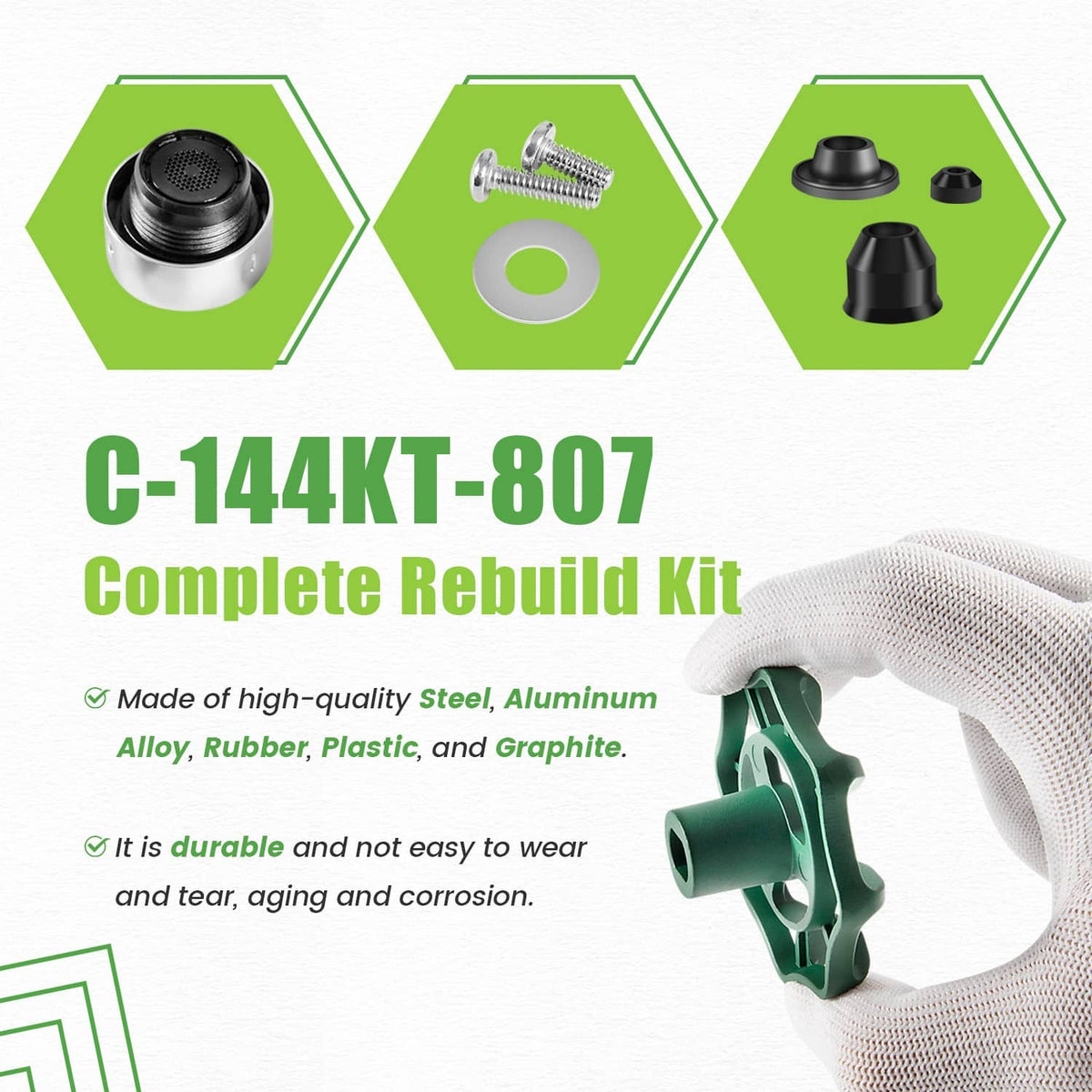 Solidspare Replace for Prier C-144KT-807 Anti-Siphon Freezeless Faucet Repair Kit for C-144