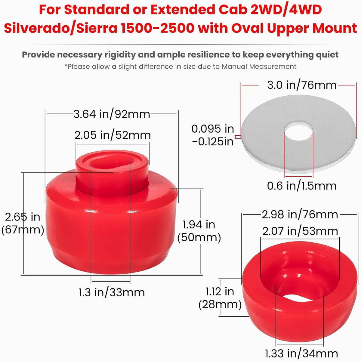 Solidspare NEW Silicone Body Cab Mount Bushing 7-141 for Chevy Silverado & Sierra 1999-2014