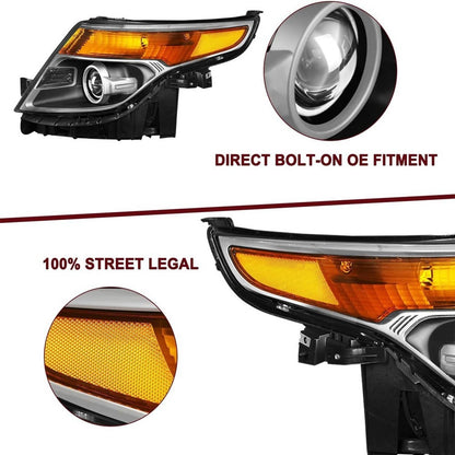 Solidspare Passenger Side For 2011-2015 Ford Explorer Headlight Factory Halogen Headlamp