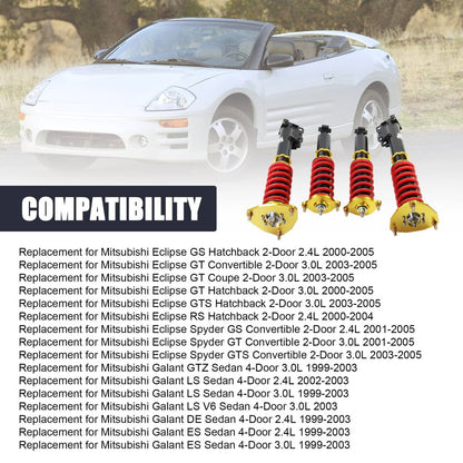 Solidspare Full Coilovers For 2000-2005 Mitsubishi Eclipse 3rd-Gen D53A / D52A Adj Height