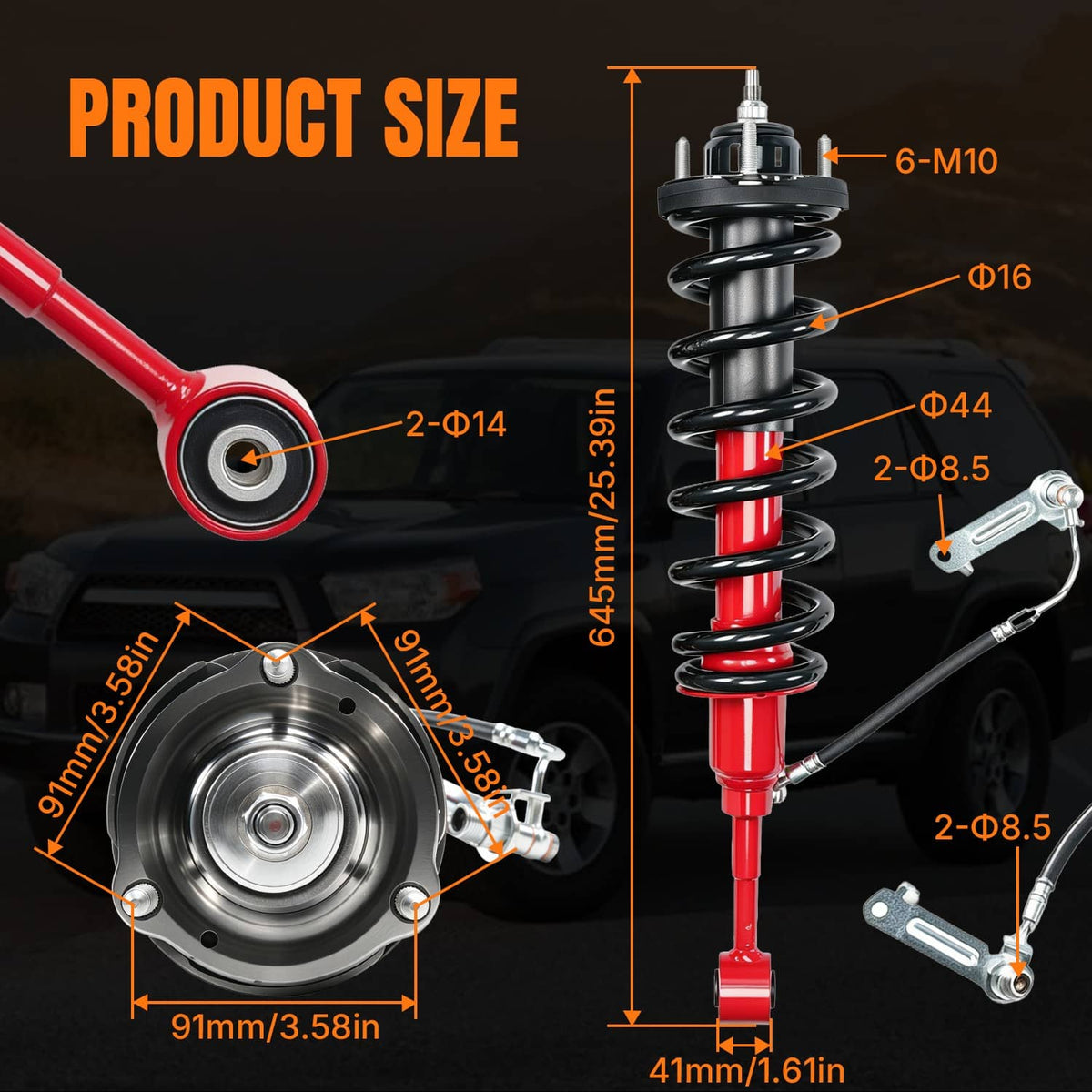 Solidspare Front LH&RH Shock Struts Spring Assy For Toyota 4Runner Limited 4WD 2010-24 4.0L