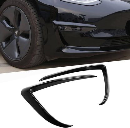Solidspare Gloss Black Front Fog Light Eyebrow Cover Trim For Tesla Model 3 2017-2023 U8