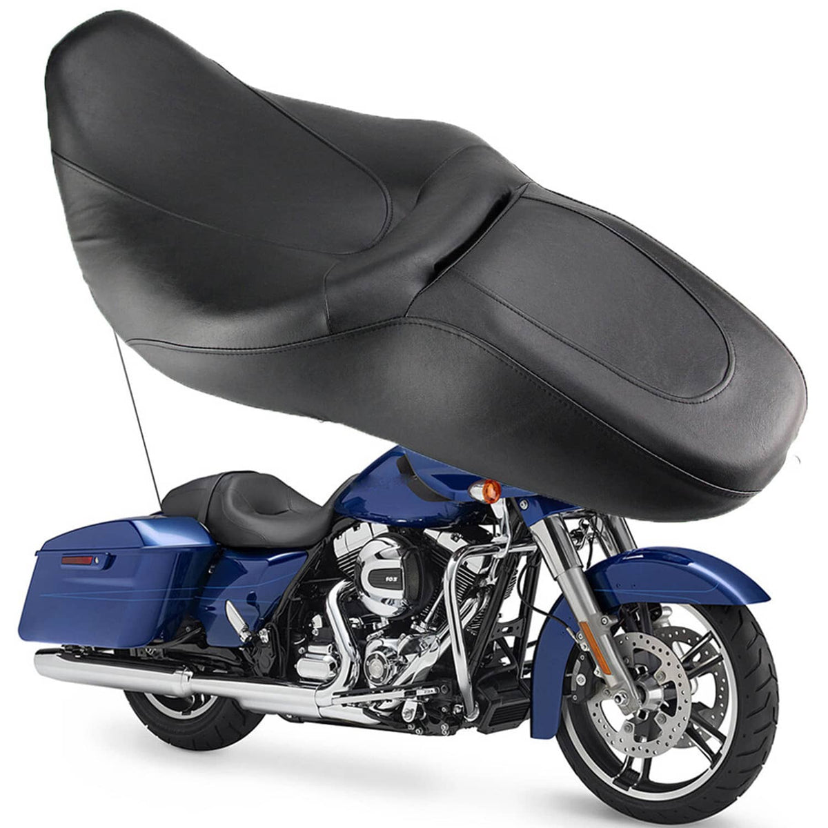 Solidspare Driver Passenger Black Seat For Harley Touring Road King Street Glide 08+