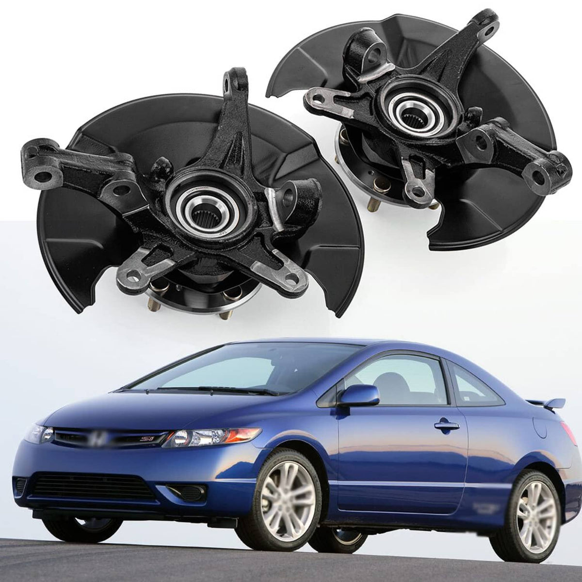 Solidspare Front LH+RH Steering Knuckle & Wheel Hub Bearing Fit for 2006- 2011 Honda Civic