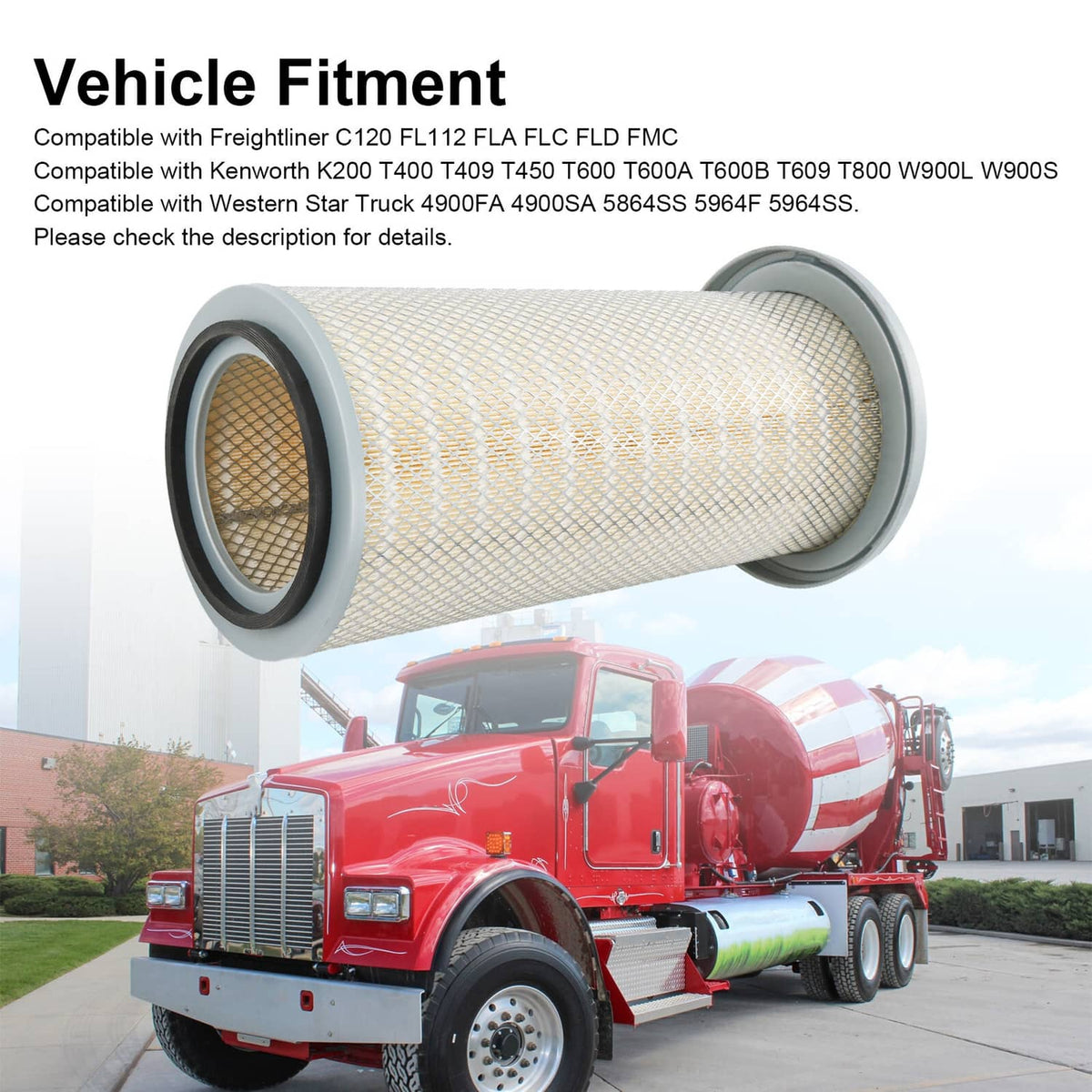 Solidspare 2PCS Engine Air Filter Fit Freightliner Kenworth LAF3551 PA2705 P153551 Set