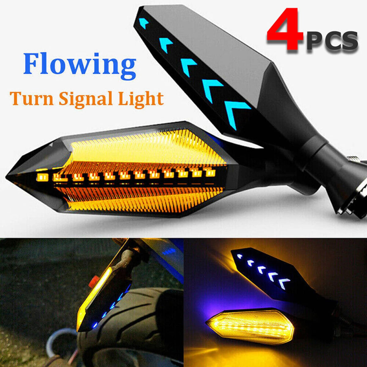 Solidspare 4pcs Universal Motorcycle Amber LED Turn Signals Indicators Lights Blinker Lamp