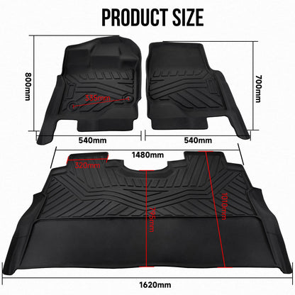 Solidspare All Weather Floor Liners Mats For Ford F-150 Super Crew Cab TPE Rubber 15-24 New