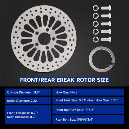 Solidspare 11.5" Front and Rear Disc Disk Brake Rotors Fit For Harley Road Glide Road King