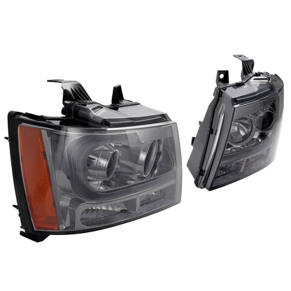 Solid Spare Headlights For Avalanche/Suburban/Tahoe 2007-2014 LED Bar LH+RH Projector