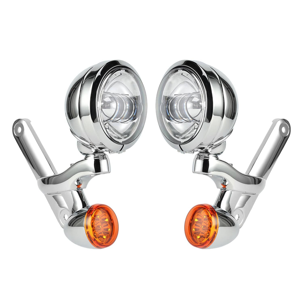 Solidspare Chrome 4-1/2" LED Auxiliary Fog Spot Light Bracket Kit For Harley Street Glide