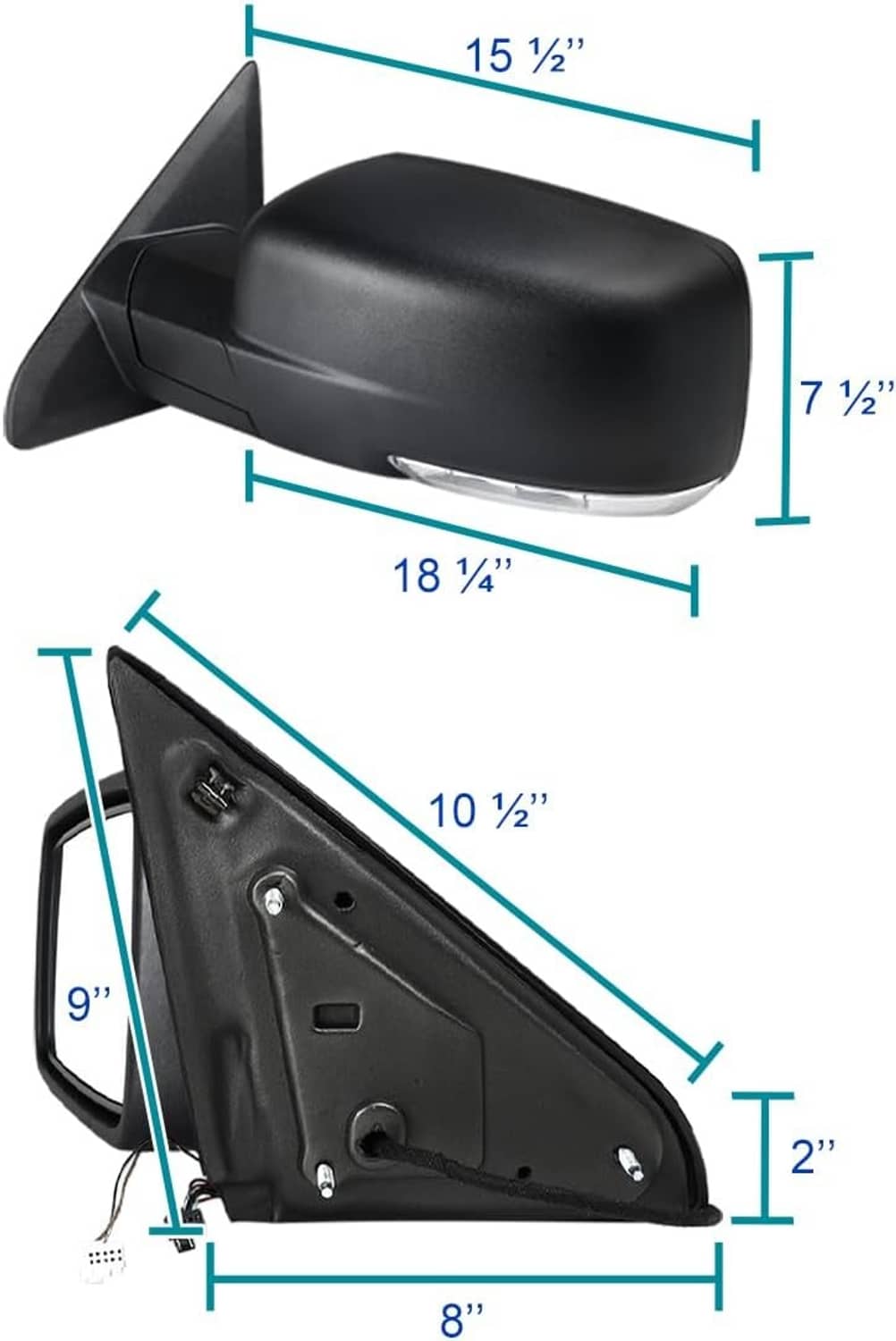 Solidspare Left / Driver Manual Fold+Heated+Temp Sensor Mirror For 2013-2019 Dodge Ram 1500