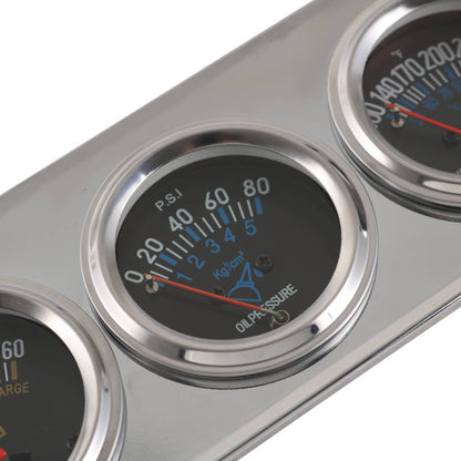Solidspare 2" 52mm Chrome Car Triple Gauge Set Kit AMP Meter Water Temp Oil Pressure 3 in 1