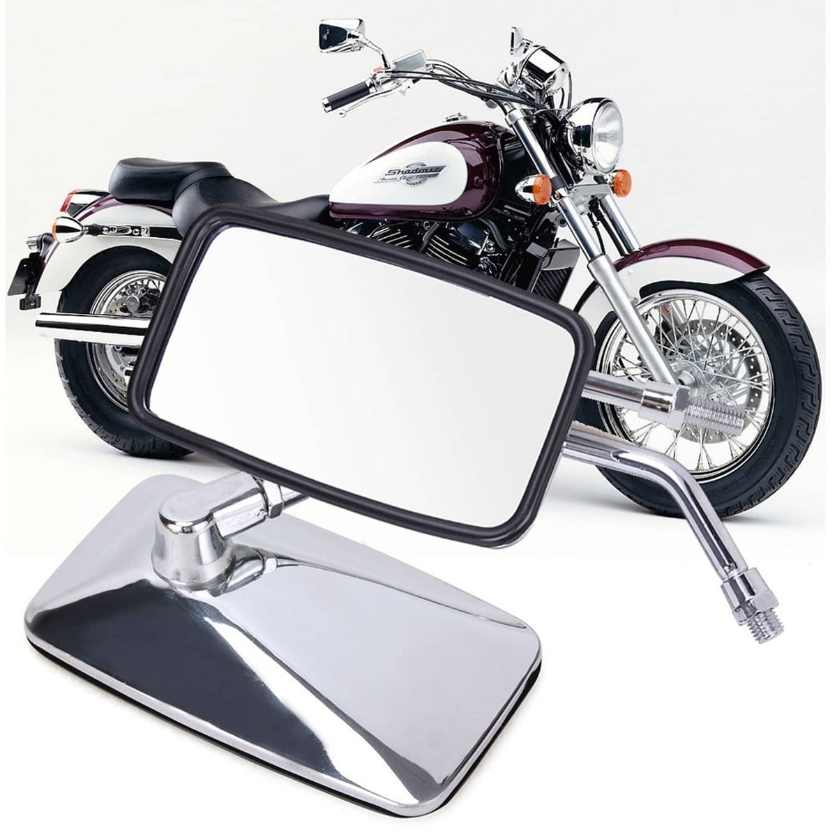 Solidspare Universal Chrome 10MM Square Rear view Side Mirrors for Harley Honda Kawasaki