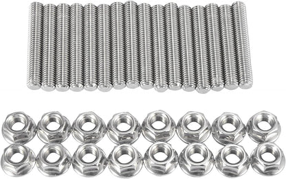 Solidspare 16Pcs Stainless Steel Exhaust Manifold Stud Nuts Kit for Ford 4.6 5.4 Liter V8