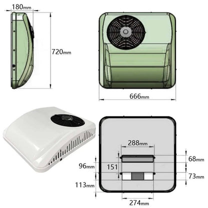 Solidspare 48V For Trailer Motorhome 11000 BTU RV Rooftop Air Conditioner A/C Unit Cooling